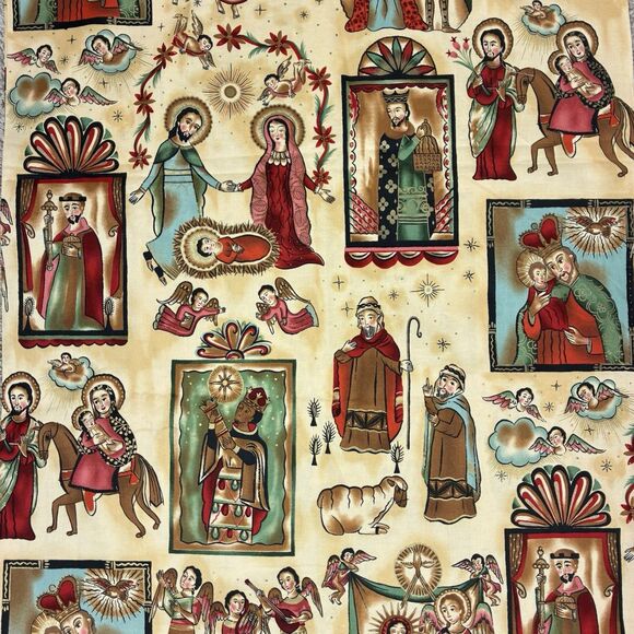 Alexander Henry Fabric Nativity Christmas Fabric 60”x 44” Cotton Phillip de Leon - Picture 1 of 6